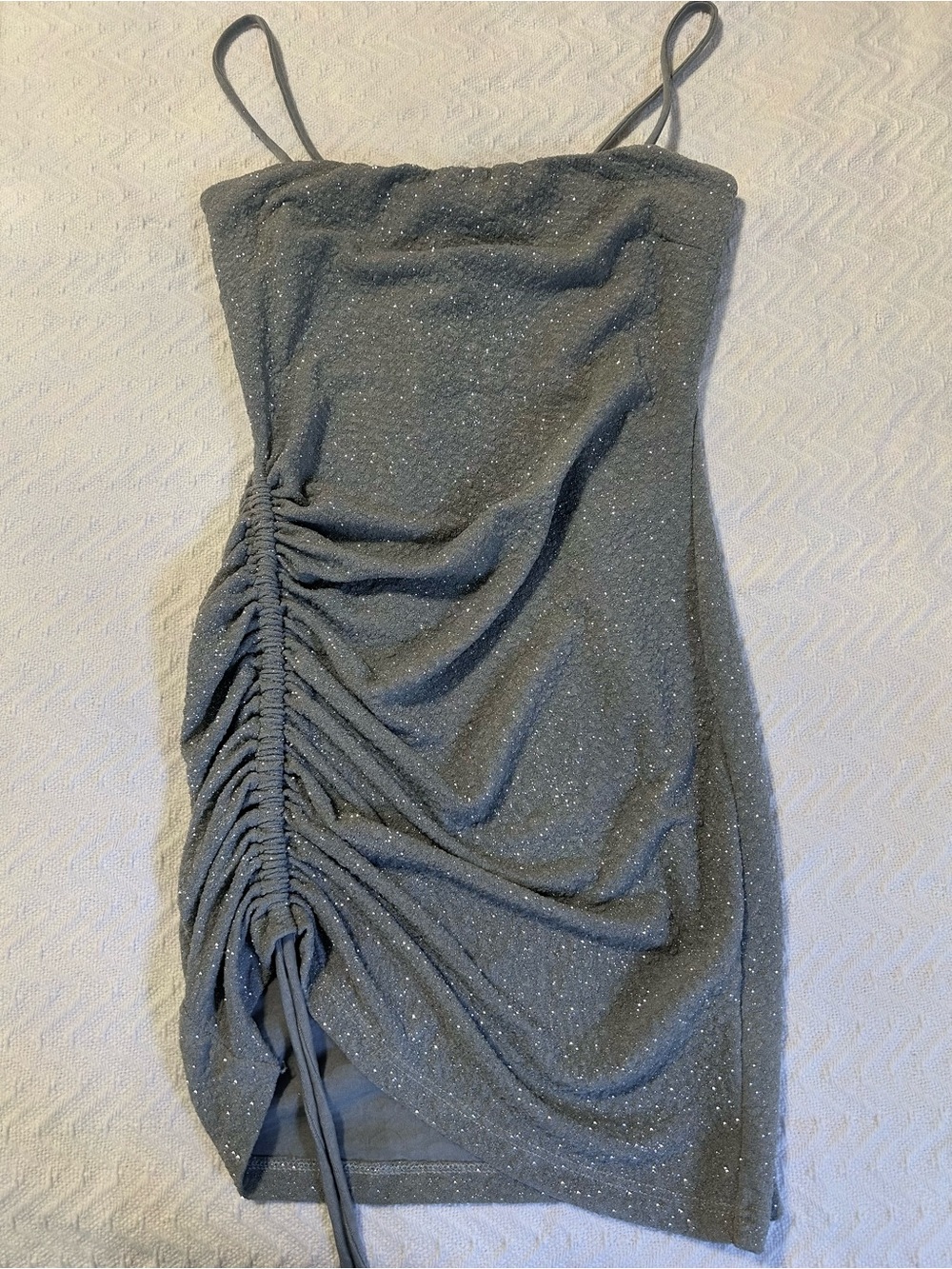 Sparkle Ruched Bodycon Mini Dress - Gray